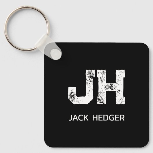 MINIMALISTISCHE WITTE TWEELITERIGE MONOGRAM NAAM Z SLEUTELHANGER (Voorkant)