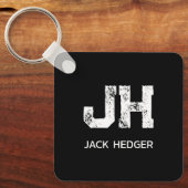 MINIMALISTISCHE WITTE TWEELITERIGE MONOGRAM NAAM Z SLEUTELHANGER (Voorkant)