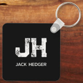MINIMALISTISCHE WITTE TWEELITERIGE MONOGRAM NAAM Z SLEUTELHANGER (Achterkant)