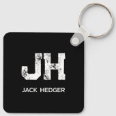 MINIMALISTISCHE WITTE TWEELITERIGE MONOGRAM NAAM Z SLEUTELHANGER (Achterkant)