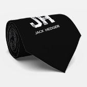 MINIMALISTISCHE WITTE TWEELITTER MONOGRAM NAAM ZWA STROPDAS (Opgerold)