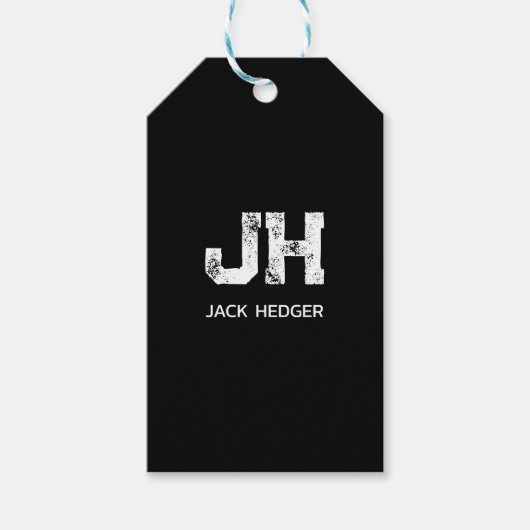 MINIMALISTISCHE WITTE TWEELITTERIGE MONOGRAM NAAM  CADEAULABEL (Voorkant)