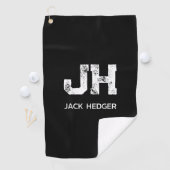 MINIMALISTISCHE WITTE TWEELITTERIGE MONOGRAM NAAM GOLFHANDDOEK (Insitu)