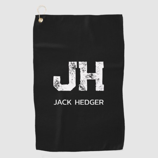 MINIMALISTISCHE WITTE TWEELITTERIGE MONOGRAM NAAM GOLFHANDDOEK (Voorkant)