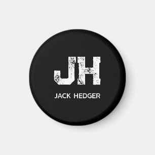 MINIMALISTISCHE WITTE TWEELITTERIGE MONOGRAM NAAM MAGNEET