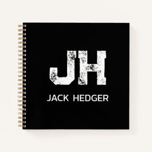 MINIMALISTISCHE WITTE TWEELITTERIGE MONOGRAM NAAM NOTITIEBOEK
