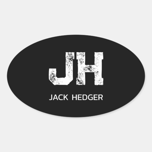 MINIMALISTISCHE WITTE TWEELITTERIGE MONOGRAM NAAM  OVALE STICKER (Voorkant)