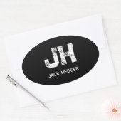 MINIMALISTISCHE WITTE TWEELITTERIGE MONOGRAM NAAM  OVALE STICKER (Envelop)