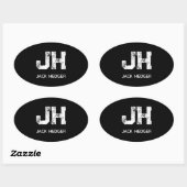 MINIMALISTISCHE WITTE TWEELITTERIGE MONOGRAM NAAM  OVALE STICKER (Vel)