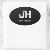 MINIMALISTISCHE WITTE TWEELITTERIGE MONOGRAM NAAM  OVALE STICKER (Tas)