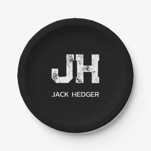 MINIMALISTISCHE WITTE TWEELITTERIGE MONOGRAM NAAM PAPIEREN BORDJE