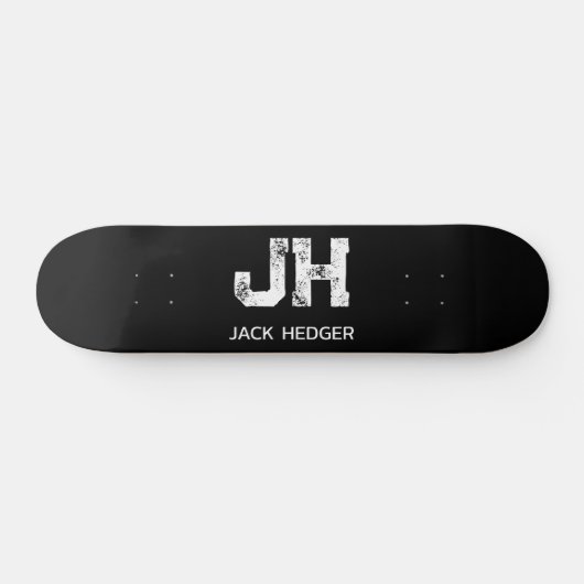 MINIMALISTISCHE WITTE TWEELITTERIGE MONOGRAM NAAM PERSOONLIJK SKATEBOARD (Horizontaal)