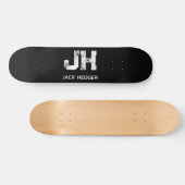 MINIMALISTISCHE WITTE TWEELITTERIGE MONOGRAM NAAM PERSOONLIJK SKATEBOARD (Horizontaal)