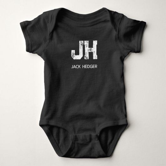 MINIMALISTISCHE WITTE TWEELITTERIGE MONOGRAM NAAM ROMPER (Voorkant)