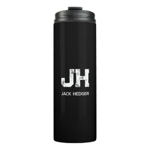 MINIMALISTISCHE WITTE TWEELITTERIGE MONOGRAM NAAM THERMOSBEKER