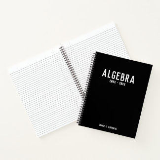Minimalistische witte typografie op zwarte Algebra Notitieboek