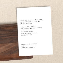 Minimalistische witte typografie voor trouwfeest m kaart