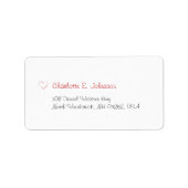 Minimalistische witte Valentijnsdag Schattige rood Etiket (Voorkant)