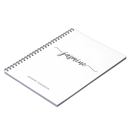 Minimalistische witte vrouwelijke monogram naam sc notitieboek (Linkerzijde)
