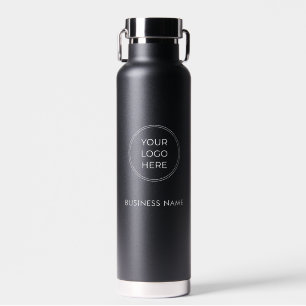 Minimalistische witte waterfles met bedrijfslogo
