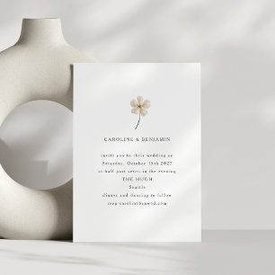 Minimalistische witte waterverf wilde bloem bruilo kaart