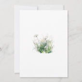 Minimalistische witte weide wilde bloem bruiloft kaart (Achterkant)