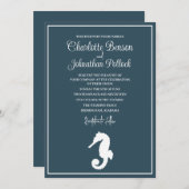 Minimalistische witte zeepaardje strand bruiloft kaart (Voorkant / Achterkant)