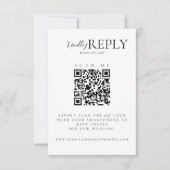 Minimalistische witte + zwarte bruiloft QR-code RS RSVP Kaartje (Voorkant)