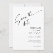 Minimalistische witte zwarte foto bewaar de datum save the date (Voorkant)