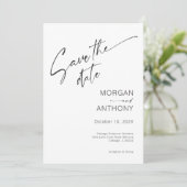 Minimalistische witte zwarte foto bewaar de datum save the date (Staand voorkant)
