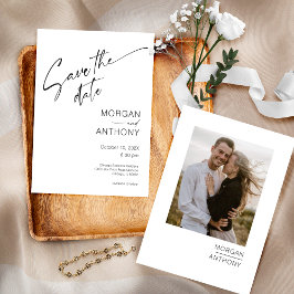 Minimalistische witte zwarte foto bewaar de datum save the date
