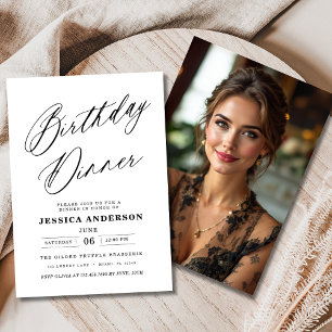 Minimalistische witte zwarte foto verjaardagsdiner kaart