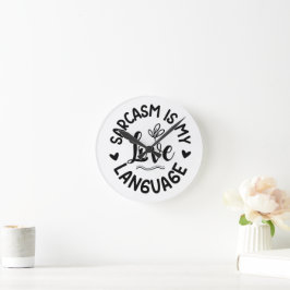 Minimalistische witte & zwarte sarcastische typogr ronde klok