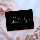 Minimalistische witte zwarte script kalligrafie br bedankkaart