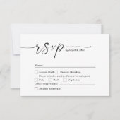Minimalistische witte & zwarte trouw-RSVP kaart (Voorkant)