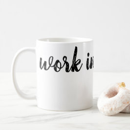 Minimalistische witte & zwarte 'Werk in Uitvoering Koffiemok