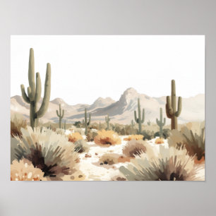 Minimalistische woestijn Saguaro Cactus Watercolor Poster