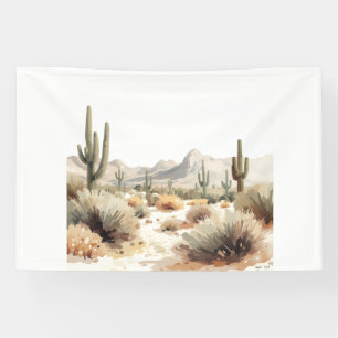 Minimalistische woestijn Saguaro Cactus Watercolor Spandoek