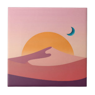 Minimalistische woestijn zonsondergang maan landsc tegeltje