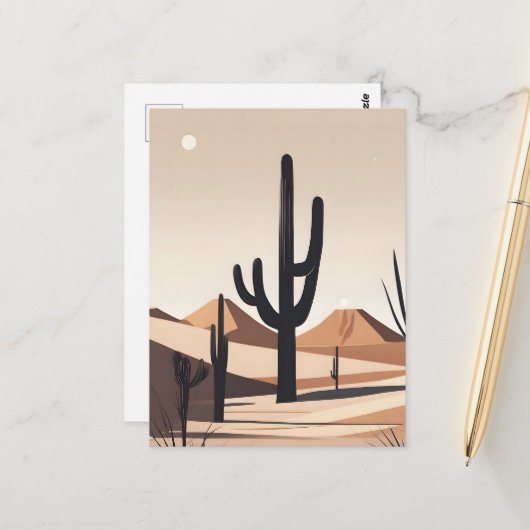 Minimalistische woestijnkunst briefkaart (Voorkant / Achterkant in situ)