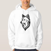 Minimalistische Wolf Face Silhouette Hoodie (Voorkant)