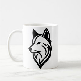 Minimalistische Wolf Face Silhouette Koffiemok