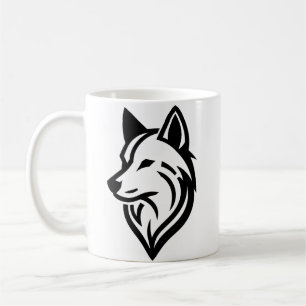 Minimalistische Wolf Face Silhouette Koffiemok