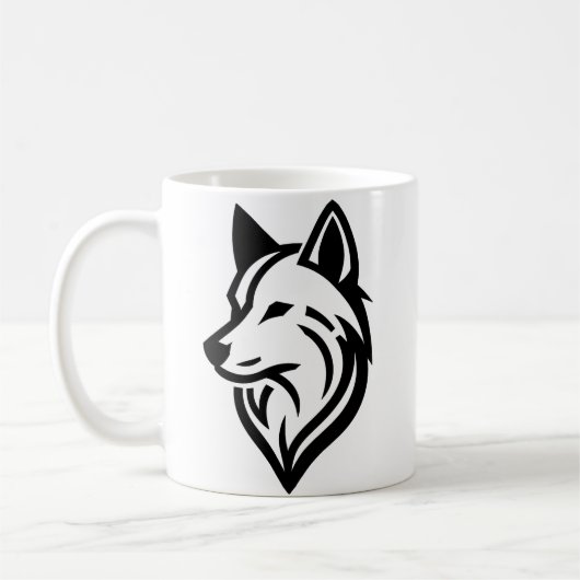 Minimalistische Wolf Face Silhouette Koffiemok (Links)