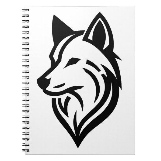 Minimalistische Wolf Face Silhouette Notitieboek (Voorkant)