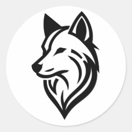 Minimalistische Wolf Face Silhouette Ronde Sticker