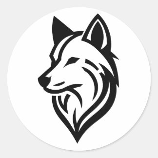 Minimalistische Wolf Face Silhouette Ronde Sticker