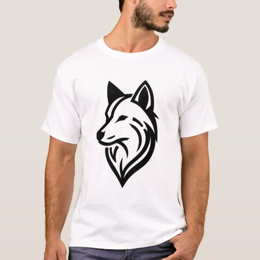 Minimalistische Wolf Face Silhouette T-shirt (Voorkant)