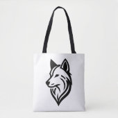 Minimalistische Wolf Face Silhouette Tote Bag (Voorkant)