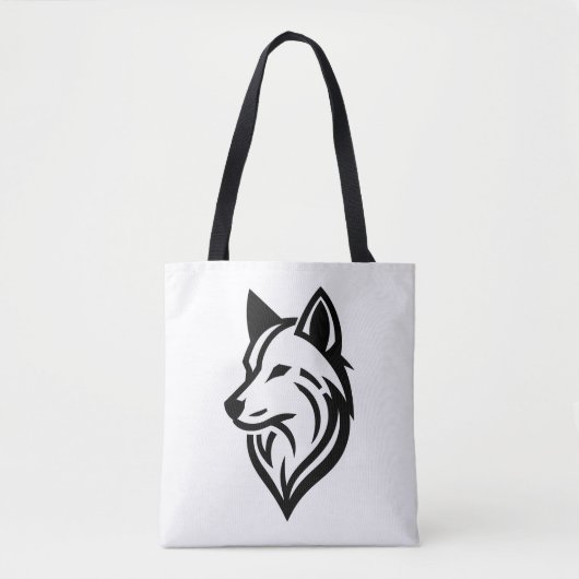 Minimalistische Wolf Face Silhouette Tote Bag (Voorkant)